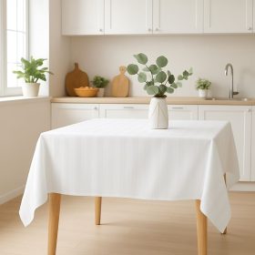 Fata masa Kotonia Home Hotel, 110x110 cm, 100% bumbac, Damasc cu latime dungi 2 cm, alb