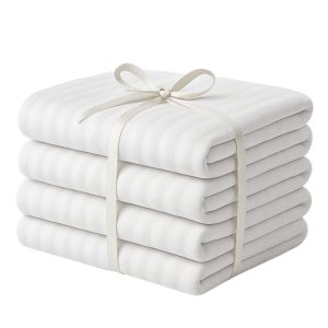 Pachet 4 scutece Kotonia Home Bebe - 110x110 cm, 100% bumbac, damasc dunga 2 cm, alb - imagine 4