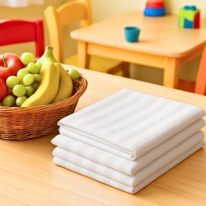 Pachet 30 lavete Kotonia Home Bebe - 30x50 cm, 100% bumbac, damasc cu dungi 1 cm, alb - imagine 3