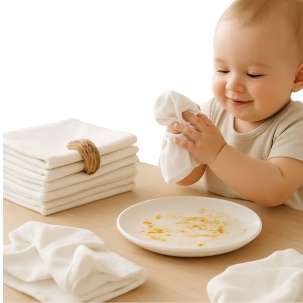 Pachet 30 lavete Kotonia Home Bebe - 30x50 cm, 100% bumbac, ranforce alb