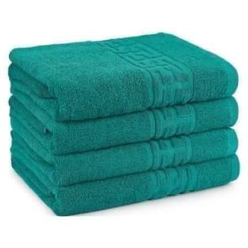 Prosop baie Greek Border Jacquard - 100% Bumbac, 500g/mp, aqua marine