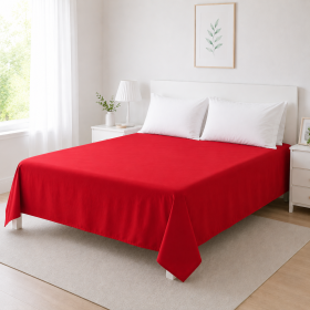 Cearceaf de pat Kotonia Home, 100% bumbac, Olandina color, 220x240 cm, rosu