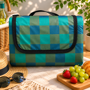 Patura picnic impermeabila, 100% poliester, 145x200 cm, verde - imagine 2