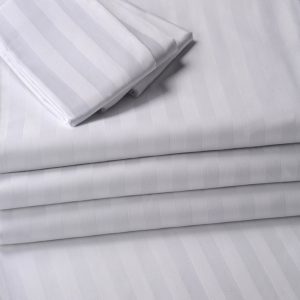 Fata de masa Kotonia Home - 110x150 cm, 100% bumbac, damasc cu latime dungi 2 cm, alb - imagine 3
