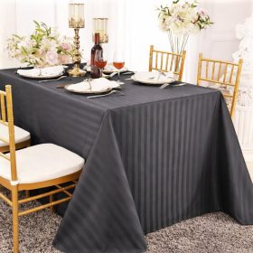 Fata de masa Kotonia Home - 150x230 cm, damasc saten cu dungi de 1 cm, 100% Bumbac, gri antracit