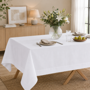 Fata de masa Kotonia Home Hotel - Ranforce sanforizat, 100% bumbac, 180 gr/mp, dimensiunea 150x230 cm, alb - imagine 2