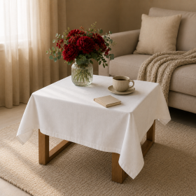 Fata de masa Kotonia Home Hotel - Ranforce sanforizat, 100% bumbac, 180 gr/mp, dimensiunea 110x110 cm, alb