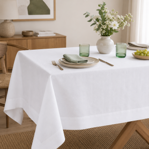 Fata de masa 180x230 cm, 100% bumbac, percale, alb