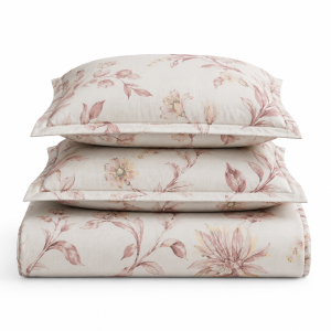 Husa cu elastic pentru pat Kotonia Home - Ranforce color Deco si 2 fete perna 50x70 cm, 100% bumbac, decor floral - 05 - imagine 2