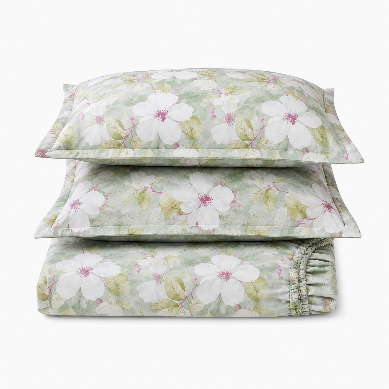 Husa cu elastic pentru pat Kotonia Home - Ranforce color Deco si 2 fete perna 50x70 cm, 100% bumbac, decor floral - 09 - imagine 2