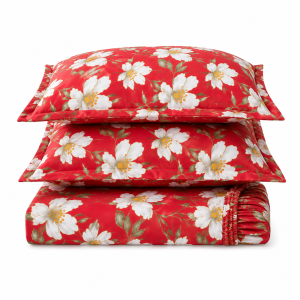 Husa cu elastic pentru pat Kotonia Home - Ranforce color Deco si 2 fete perna 50x70 cm, 100% bumbac, decor floral - 10 - imagine 2