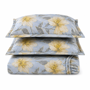 Husa cu elastic pentru pat Kotonia Home - Ranforce color Deco si 2 fete perna 50x70 cm, 100% bumbac, decor floral - 11 - imagine 2