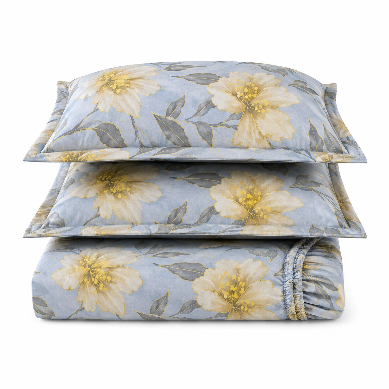 Husa cu elastic pentru pat Kotonia Home - Ranforce color Deco si 2 fete perna 50x70 cm, 100% bumbac, decor floral - 11 - imagine 2