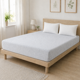 Husa pat cu elastic Kotonia Home - Ranforce La-viva color uni, gri deschis
