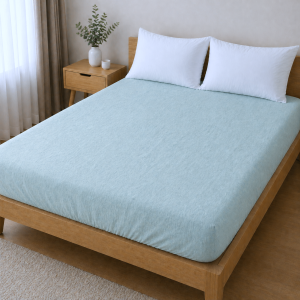 Husa pat cu elastic Kotonia Home - Ranforce La-viva color uni, bleu ciel