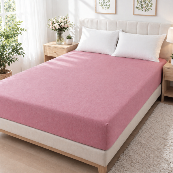 Husa pat cu elastic Kotonia Home - Ranforce La-viva color uni, fuxia