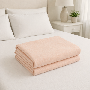 Husa pat cu elastic Kotonia Home - Ranforce La-viva color uni, somon - imagine 2