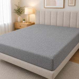 Husa pat cu elastic Kotonia Home - Ranforce La-viva color uni, gri melange