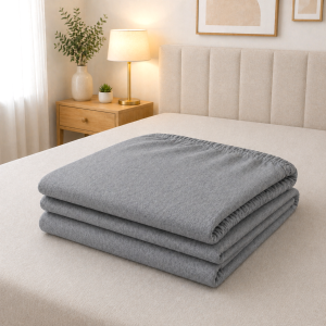 Husa pat cu elastic Kotonia Home - Ranforce La-viva color uni, gri melange - imagine 2