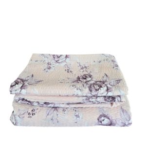 Lenjerie de pat - 2 persoane, textura creponata, decor floral - cod 013 - imagine 2