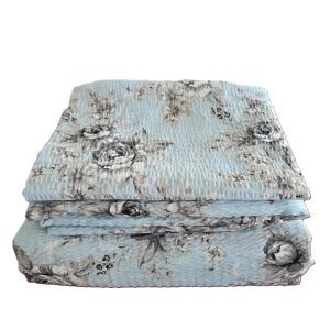 Lenjerie de pat - 2 persoane, textura creponata, decor floral - cod 017 - imagine 3