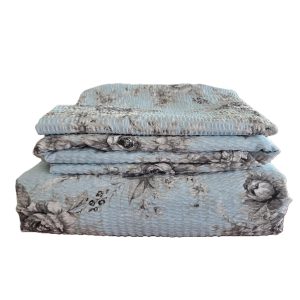 Lenjerie de pat - 2 persoane, textura creponata, decor floral - cod 017 - imagine 4