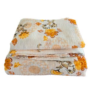 Lenjerie de pat - 2 persoane, textura creponata, decor floral - cod 018 - imagine 3