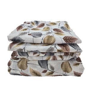 Lenjerie de pat - 2 persoane, textura creponata, decor frunze- cod 025 - imagine 3