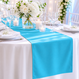 Napron uni pentru masa Kotonia Home - 45x180 cm, creton, 100% bumbac , turquoise - imagine 2