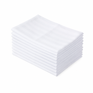 Pachet 10 bucati servete masa Kotonia Home Hotel - 35x35 cm, 100% bumbac, Damasc cu latime dungi 2 cm, alb - imagine 4