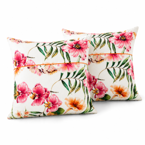 Pachet 2 perne decor Kotonia Home - 50x50 cm, creton impermeabil 100% bumbac, cu umplutura puf siliconizat, imprimeu orhidee - imagine 5