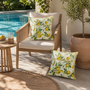Pachet 2 perne decor Kotonia Home - 50x50 cm, creton impermeabil 100% bumbac, cu umplutura puf siliconizat, imprimeu lamai - imagine 3
