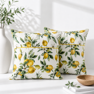 Pachet 2 perne decor Kotonia Home - 50x50 cm, creton impermeabil 100% bumbac, cu umplutura puf siliconizat, imprimeu lamai - imagine 4