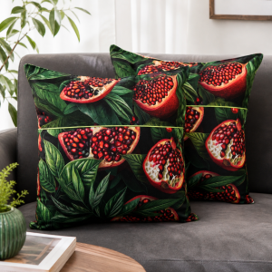 Pachet 2 perne decor Kotonia Home - 50x50 cm, creton impermeabil 100% bumbac, cu umplutura puf siliconizat, imprimeu rodii fond verde - imagine 3
