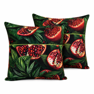 Pachet 2 perne decor Kotonia Home - 50x50 cm, creton impermeabil 100% bumbac, cu umplutura puf siliconizat, imprimeu rodii fond verde - imagine 4