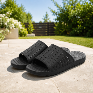 Papuci unisex, din spuma EVA, cu talpa antiderapanta, negru - imagine 3