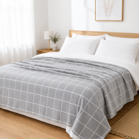 Patura polar Kotonia Home - Decor geometric, 180x220 cm, cu doua fete, gri - 06