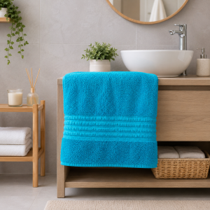 Prosop baie Rise Jacquard - 100% Bumbac, 500g/mp, turquoise - imagine 2
