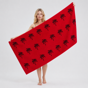 Prosop plaja Kotonia Home – 70×140 cm, 100% bumbac,  decor palmieri - 12 - imagine 3