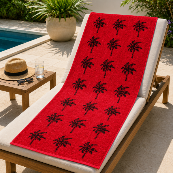 Prosop plaja Kotonia Home – 70×140 cm, 100% bumbac,  decor palmieri - 12