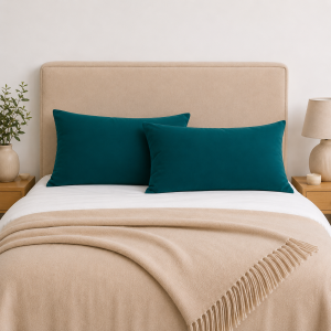 Set 2 Fete de perna Kotonia Home Hotel, 100% bumbac, Olandina color, dimensiunea 50x70 cm, azur - imagine 2