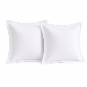 Set 2 Fete de perna Kotonia Home Hotel - Damasc cu dungi late de 2 cm cu rame decorative Oxford, 100% bumbac, alb - imagine 6