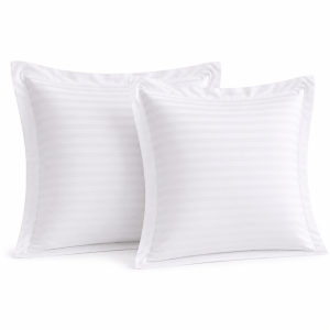 Set 2 Fete de perna Kotonia Home Hotel - Damasc cu dungi late de 2 cm cu rame decorative Oxford, 100% bumbac, alb - imagine 5