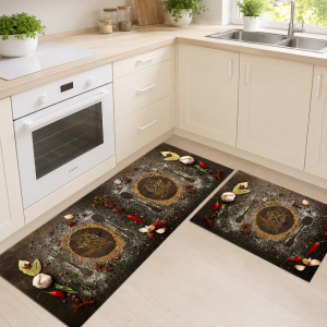 Set 2 covoare pentru bucatarie, antiderapant, print digital 3D - decor cu condimente - 04 - imagine 2