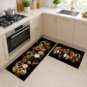 Set 2 covoare pentru bucatarie, antiderapant, print digital 3D - decor cu mirodenii orientale - 05 - imagine 2