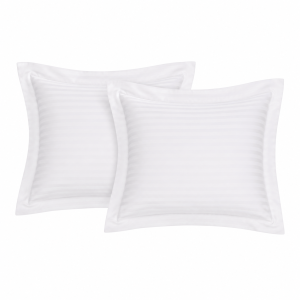 Set 2 fete perna Kotonia Home Hotel - Damasc cu dungi de 1 cm cu rame decorative Oxford, 100% bumbac, alb - imagine 6