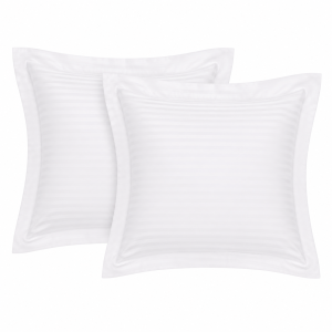 Set 2 fete perna Kotonia Home Hotel - Damasc cu dungi de 1 cm cu rame decorative Oxford, 100% bumbac, alb - imagine 5