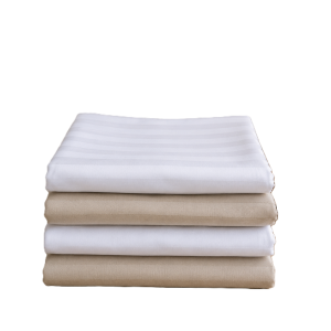 Set 4 fete de perna Kotonia Home - damasc 1 cm, 100% bumbac, 70x70 cm, bej si alb - imagine 4