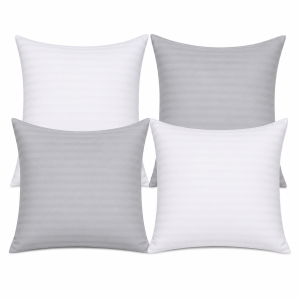 Set 4 fete de perna Kotonia Home - damasc 1 cm, 100% bumbac, 70x70 cm, gri si alb - imagine 3