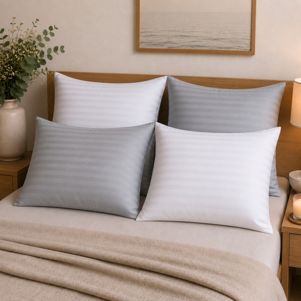 Set 4 fete de perna Kotonia Home - damasc 1 cm, 100% bumbac, 70x70 cm, gri si alb